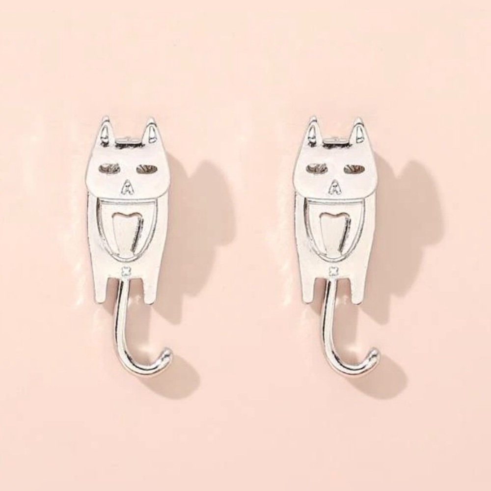 “Flat Cat” Silver Grumpy Kitten Whimsy Cartoon Full Body Curly Tail Ear Jackets - Picture 7 of 15